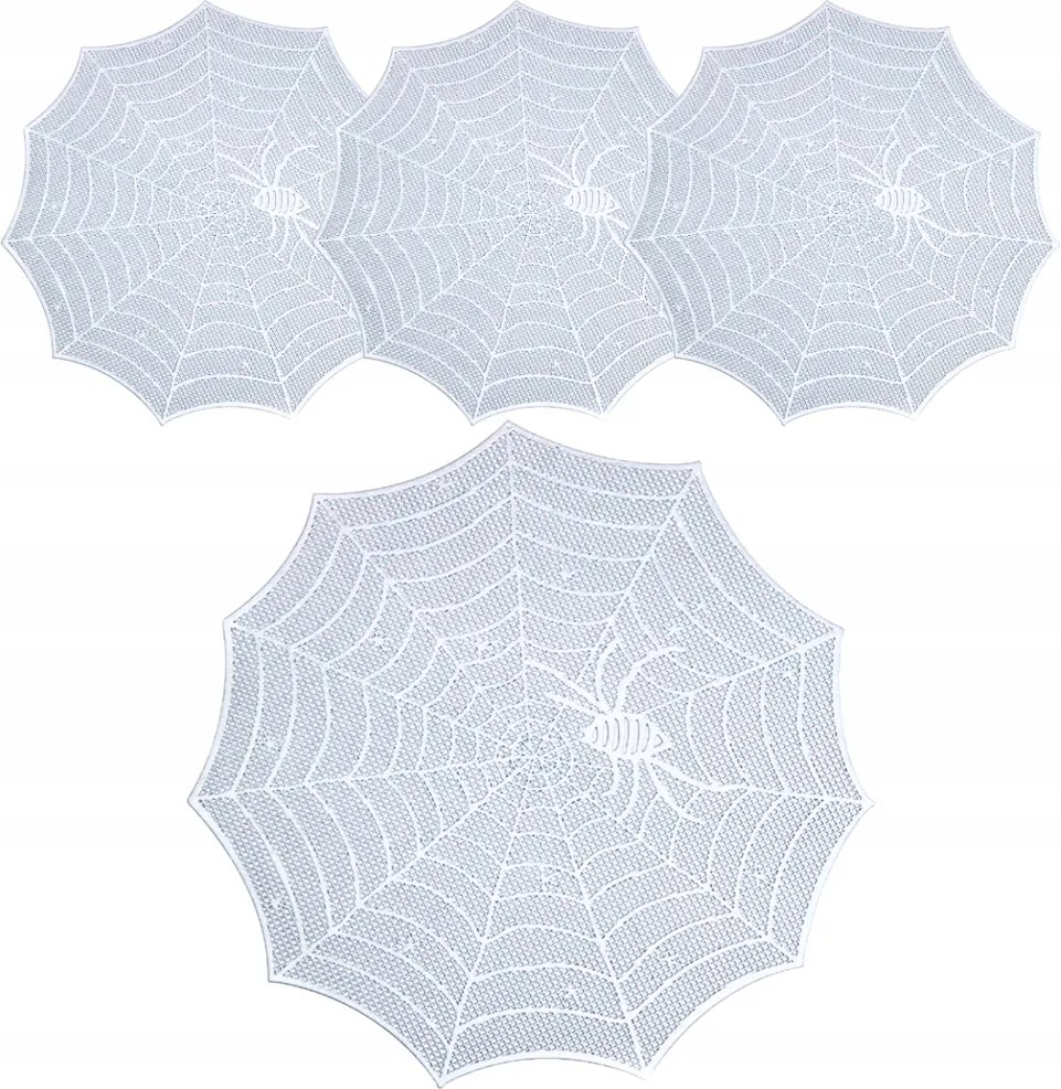 Asztali Alátét Pókháló Halloween Ezüst 38 cm Áttört Asztalszőnyeg