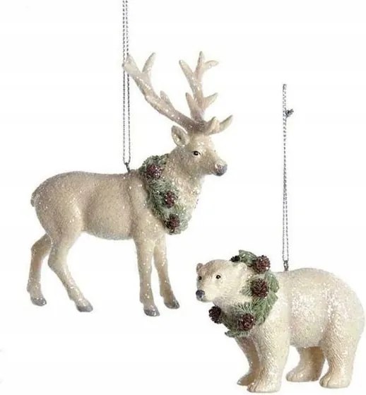 Karácsonyi dísz Fehér szarvas medve, 1db