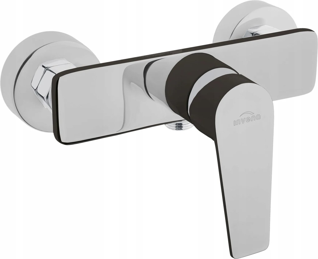 Zuhany Csaptelep Fekete Króm Fali Szett Invena