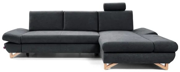 Ágyazható, kárpitozott L-alakú sarokülőgarnitúra tárolóval AVESTA, jobb oldali, antracit