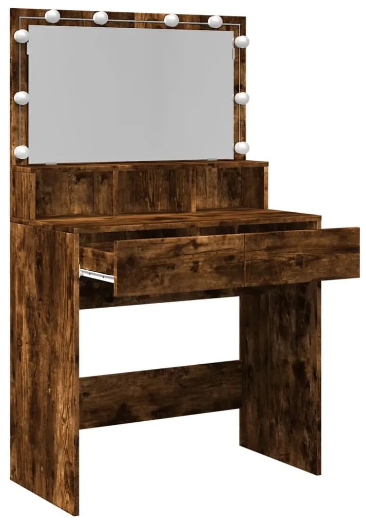 füstös tölgy színű fésülködőasztal LED-del 80 x 41 x 134,5 cm