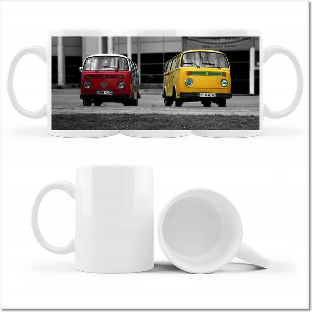 Nyomott mintás bögre piros-sárga Vw