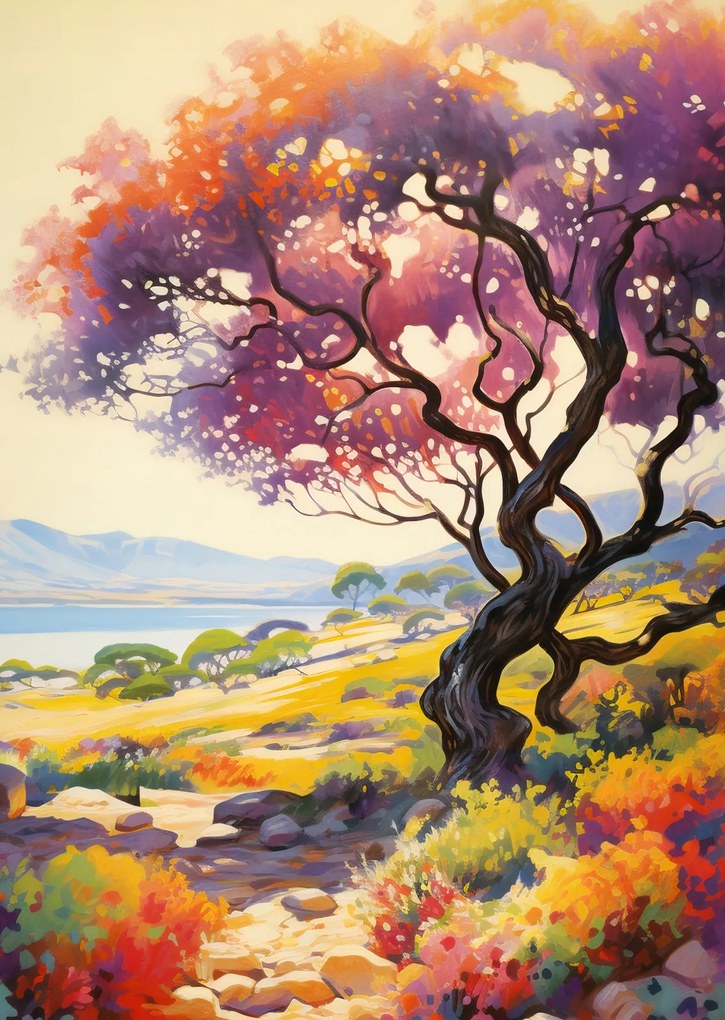 Poszter 64x90cm Színes alkonyat a völgy felett