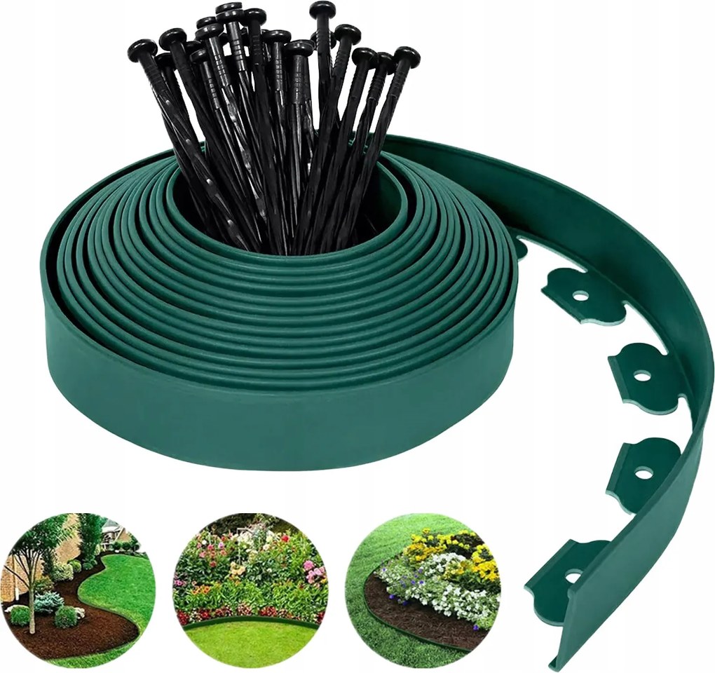 20m Kerti gyepszegély műanyag 5cm 60x Horgony Zöld