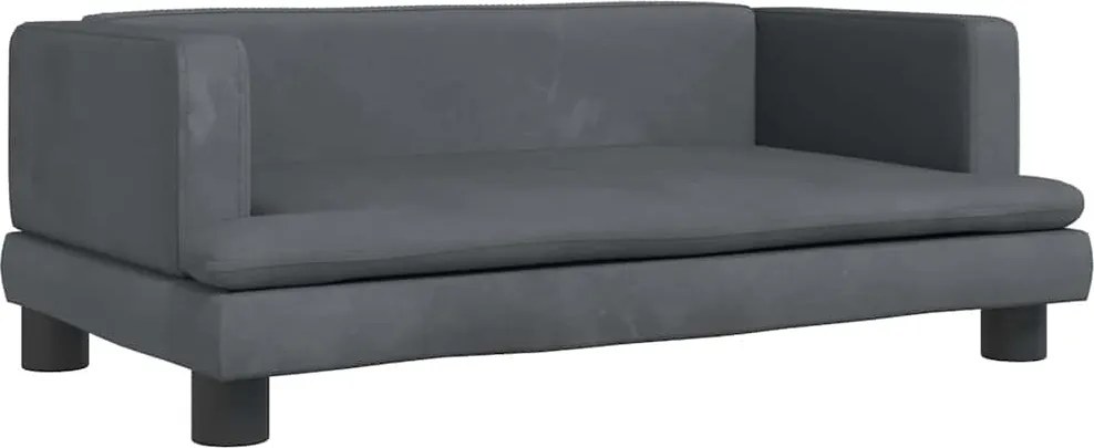 vidaXL sötétszürke bársony kutyaágy 80 x 45 x 30 cm