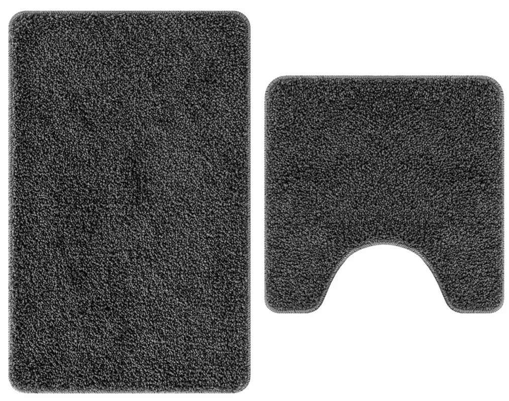 Csúszásmentes fürdőszőnyeg készlet 2 pcs Sötétszürke PP
