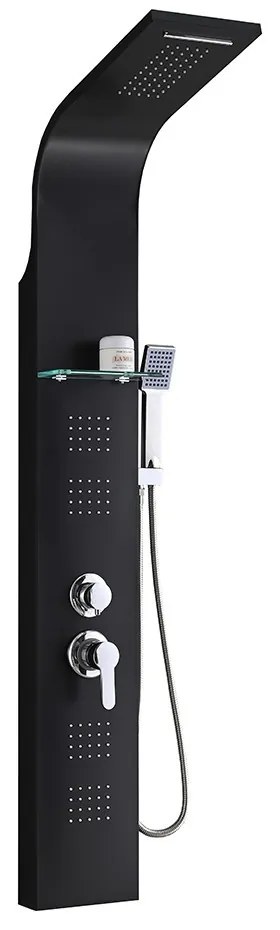 Alegro Black hidromasszázs zuhanypanel, rozsdamentes acél