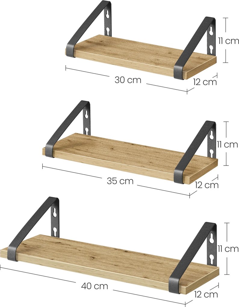 Fali polcok TAYLOR ARTISAN szett 3 db