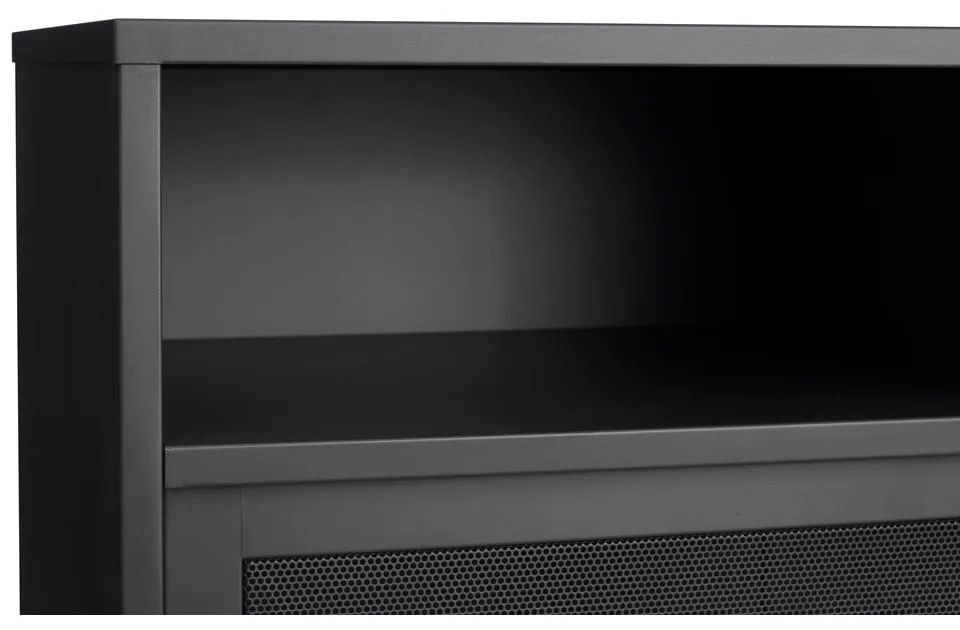 Fekete fém szekrény tolóajtóval 90x140x40 cm Veep – Unique Furniture