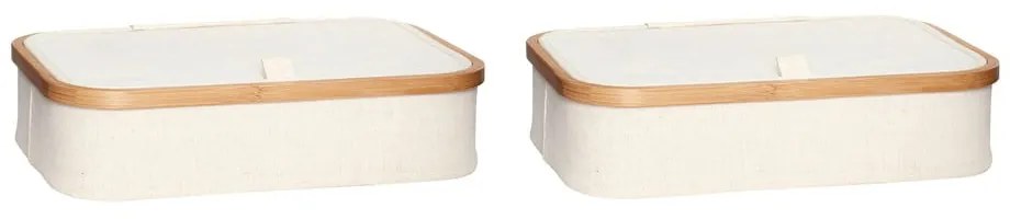 Bézs fedeles textil tárolódoboz szett 2 db-os 38x26x9 cm Ecru – Hübsch