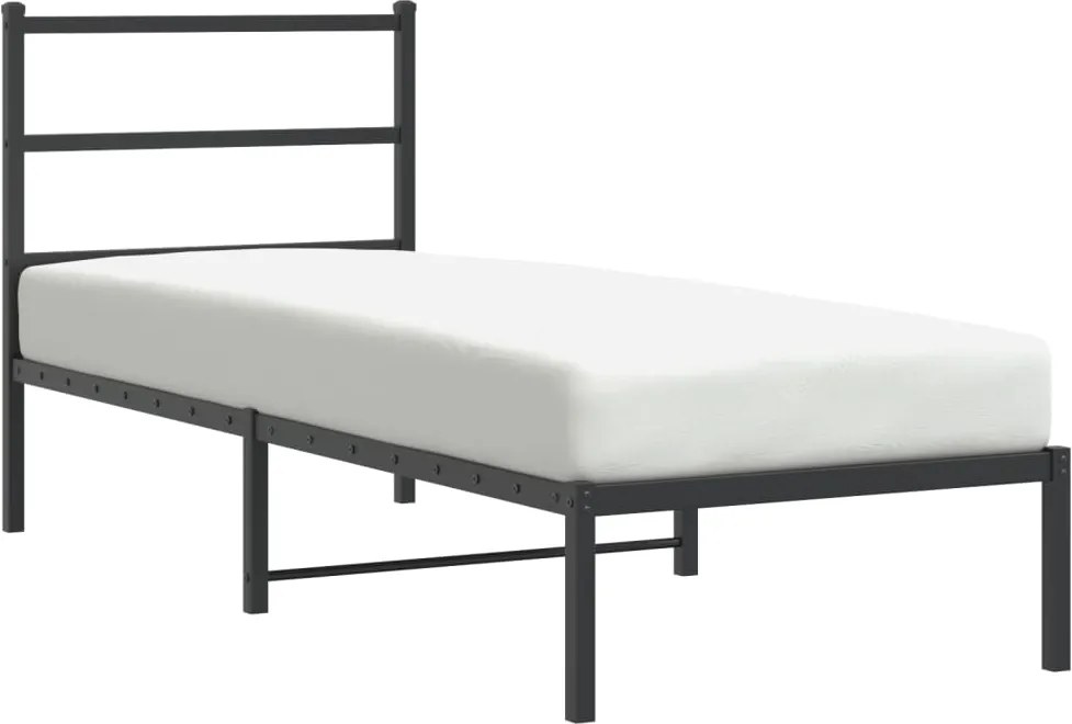 vidaXL fekete fém ágykeret fejtámlával 80 x 200 cm