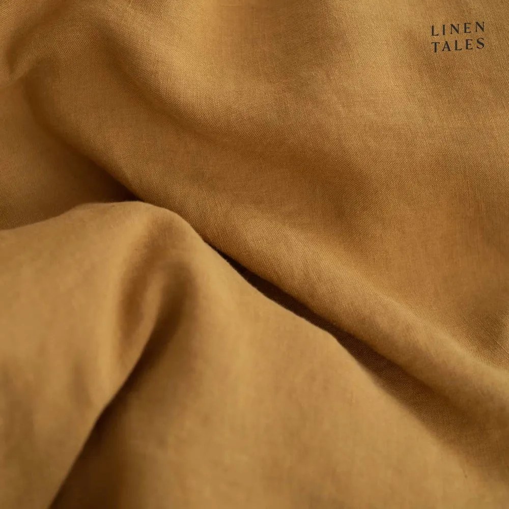 Mustársárga kétszemélyes kenderrost ágyneműhuzat 200x220 cm – Linen Tales