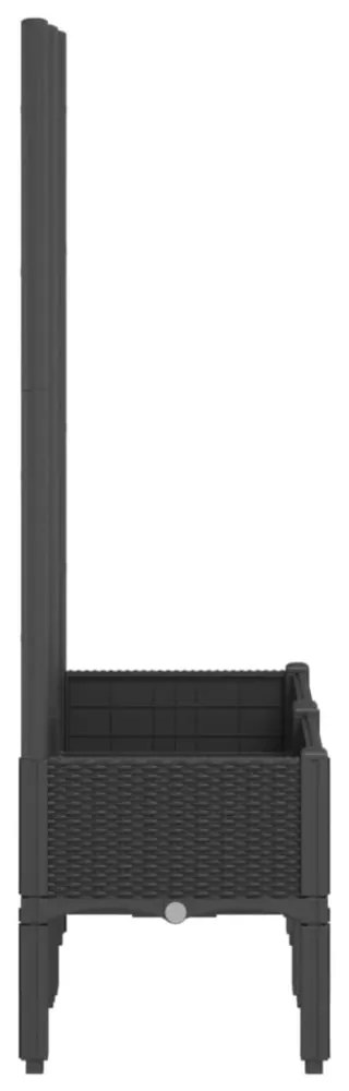 vidaXL fekete polipropilén rácsos kerti ültetőláda 80 x 40 x 142 cm