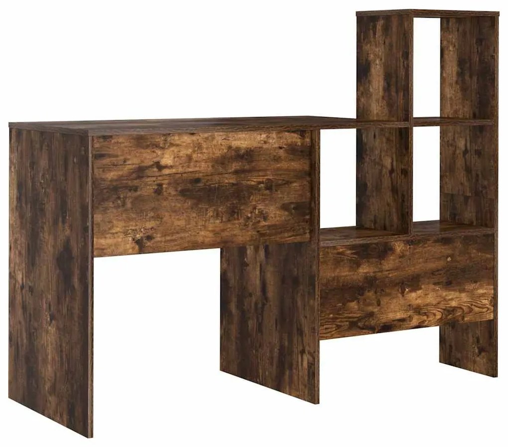 Asztal polcokkal Füstölt tölgy 131.5 x 50 x 106.5 cm Faanyag