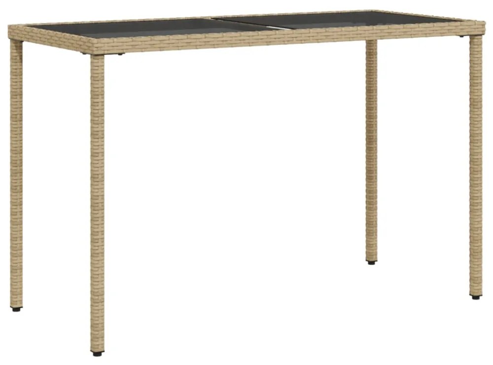 bézs polyrattan üveglapos kerti asztal 115x54x74 cm