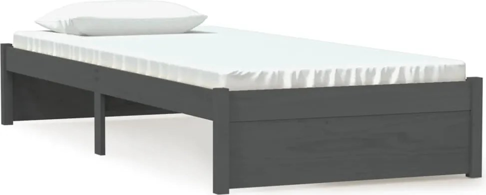 vidaXL Small Single szürke tömör fa ágykeret 75 x 190 cm