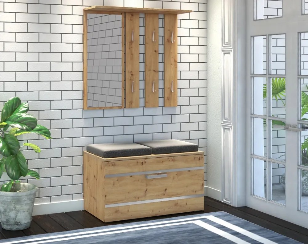 Shannan Opal előszobafal, 85x45x35 cm, tölgy