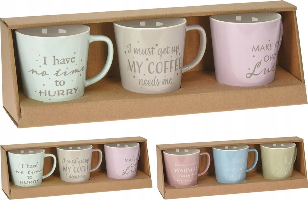 330ml Kávés kerámia bögre színkeverék (3 db)