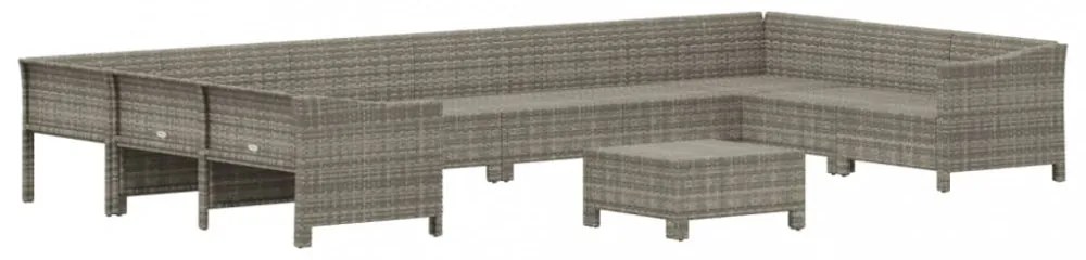 vidaXL 11 részes szürke polyrattan kerti ülőgarnitúra párnákkal