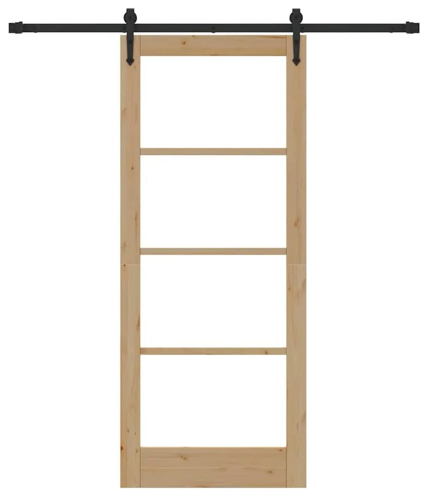 Egyszerű Csúszó Ajtó Barna 83 x 202 cm Fa és fém