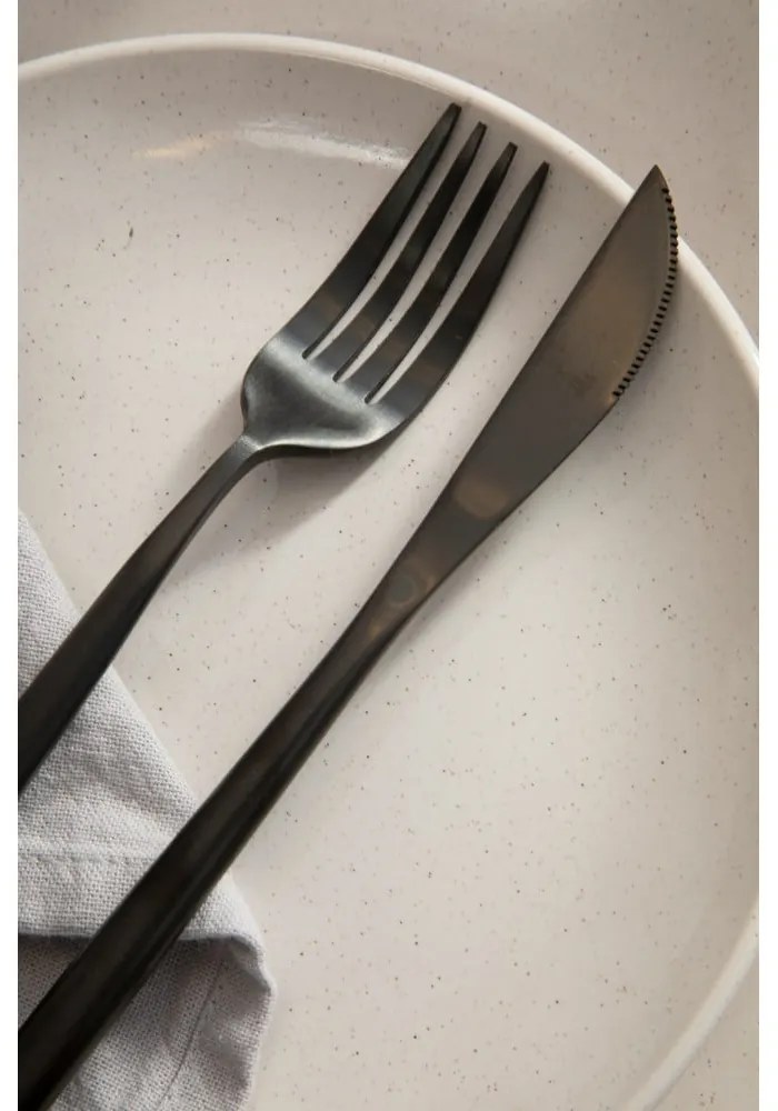 Fekete rozsdamentes acél evőeszköz készlet 16 db-os Modern retro – Premier Housewares