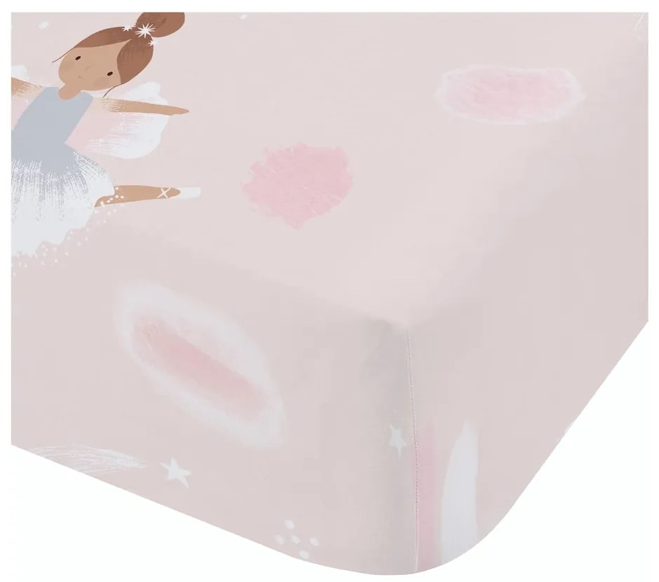 Rózsaszín gumis egyszemélyes gyerek lepedő 90x190 cm Dancing Fairies – Catherine Lansfield