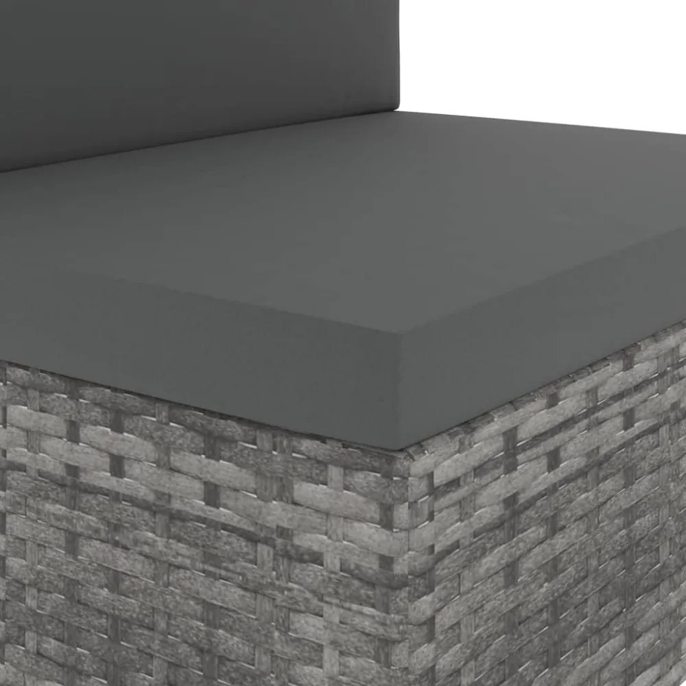 szürke polyrattan középső kanapéelem