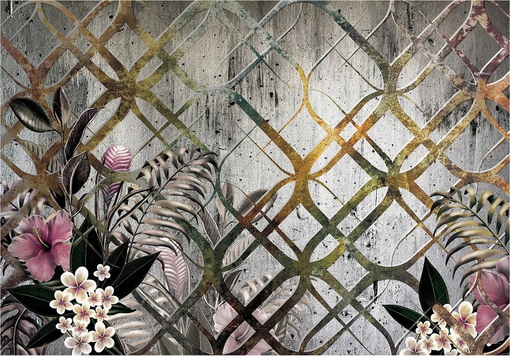 Fotótapéta flizelina Trópusi Paradicsom Plumeria Geometria Virágok 350x250 +ragasztó