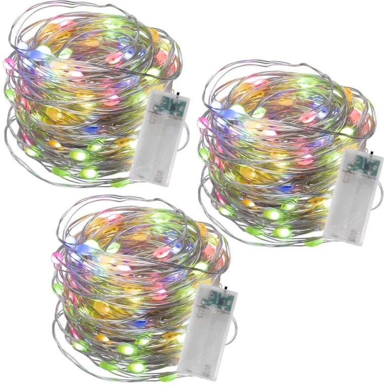 LED fényfüzér 3 x 40 LED színes időzítős beltéri 4 m