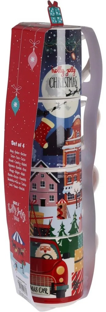 Christmas 4 db-os bögrés készlet, 265 ml, porcelán