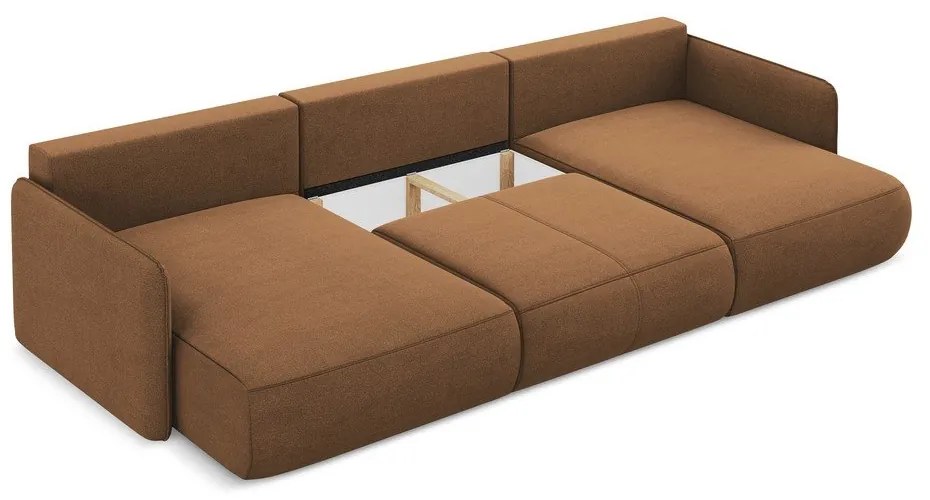 Narancssárga kinyitható-tárolóhelyes sarokkanapé Nanea – Makamii