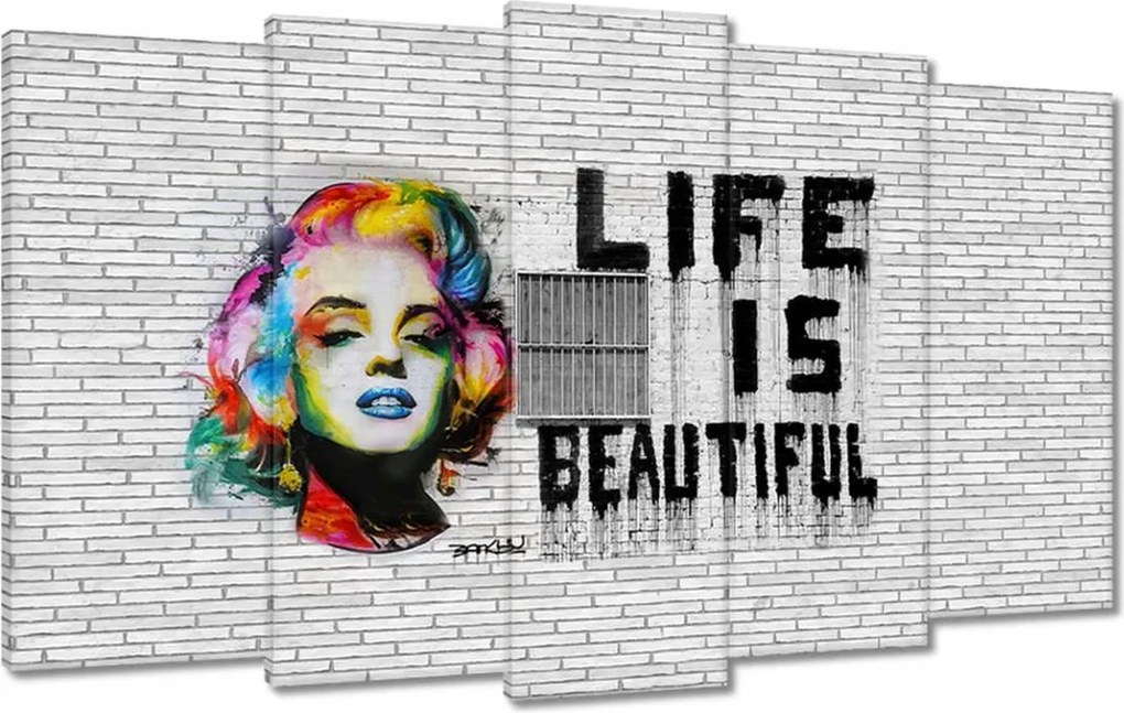 Festmények 100x60 Banksy Life is beautiful