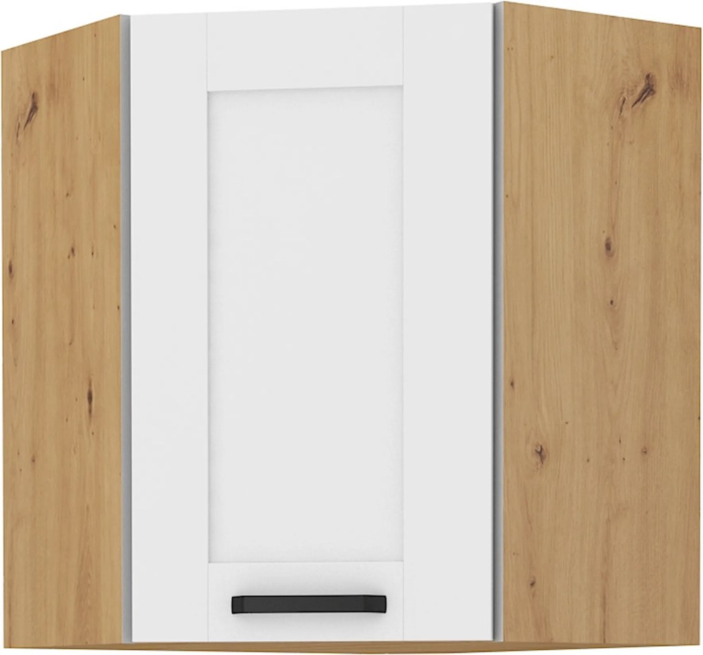 Felső szekrény sarokba, fehér/artisan tölgy, LULA 58x58 GN-72 1F