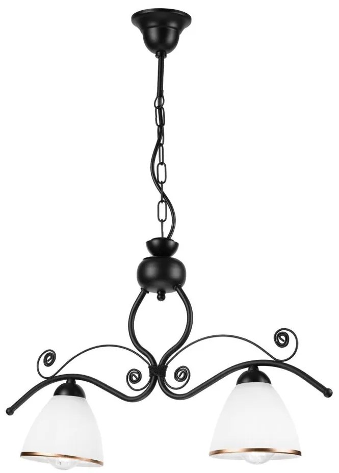 Csillár láncon RETRO 2xE27/60W/230V matt fekete