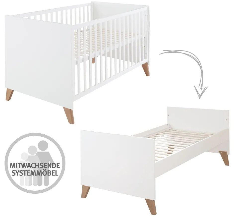 Fehér-natúr színű babaágy 70x140 cm Ole – Roba