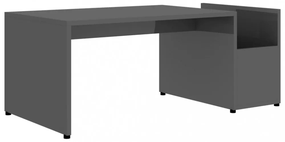 magasfényű szürke szerelt fa dohányzóasztal 90 x 45 x 35 cm
