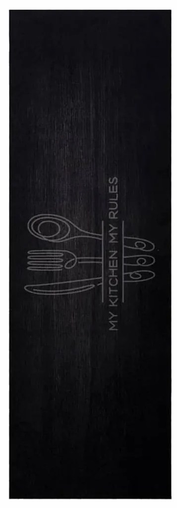 Konyhai szőnyeg Fekete 180 x 60 cm Bársony
