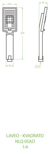 Laveo Kvadrato, zuhanyfej, króm, LAV-NLQ_0SAD