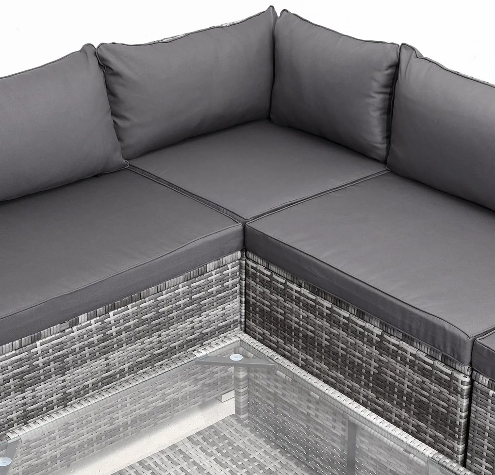 Deuba Kerti polyrattan bútor szett XXL - szürke/antracit párnák