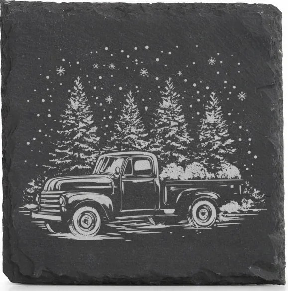 Karácsonyi kő alátét x4 Bögre Autó Karácsonyfákkal Usa Vibe