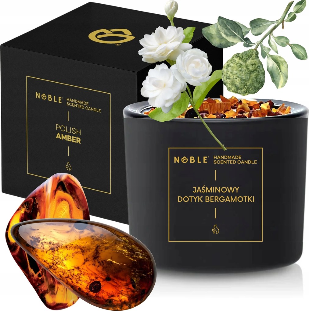 Szója illatgyertya matt jázmin bergamott borostyán Noble