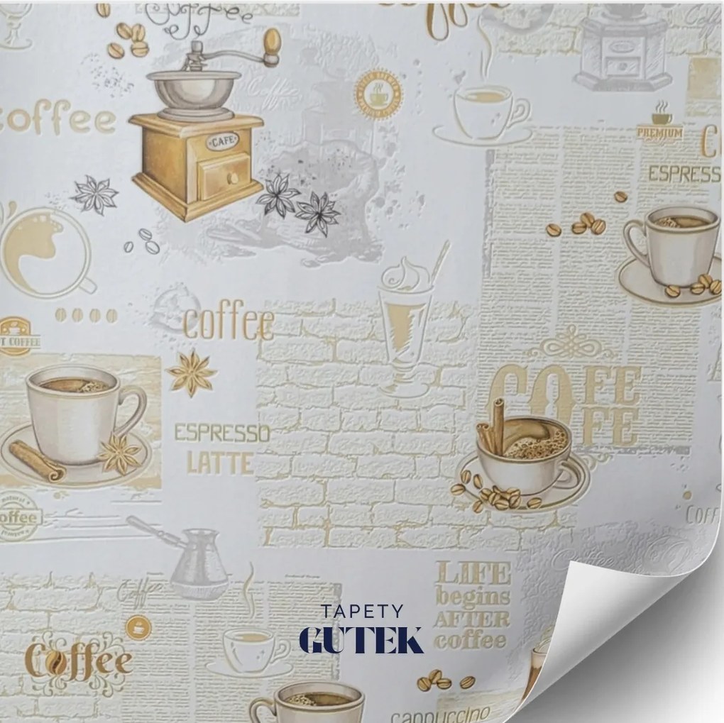 Konyhai tapéta, bézs, arany, cappuccino, latte, eszpresszó, coffee, 5754-02