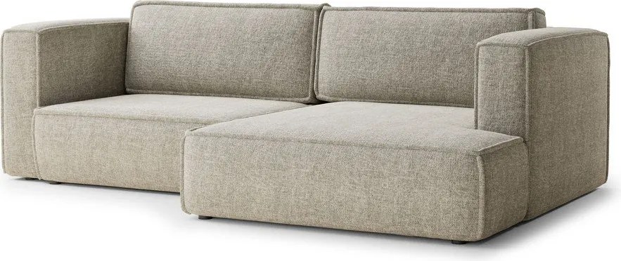 Bézs zsenília kinyitható-tárolóhelyes sarokkanapé (jobb oldali-heverő résszel) Velto – Maison de Rêve