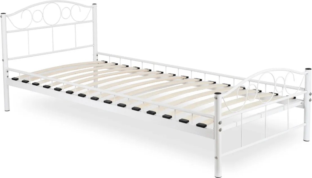 Fém ágy 90x200 cm méretben, fehér színben GRIFFIN