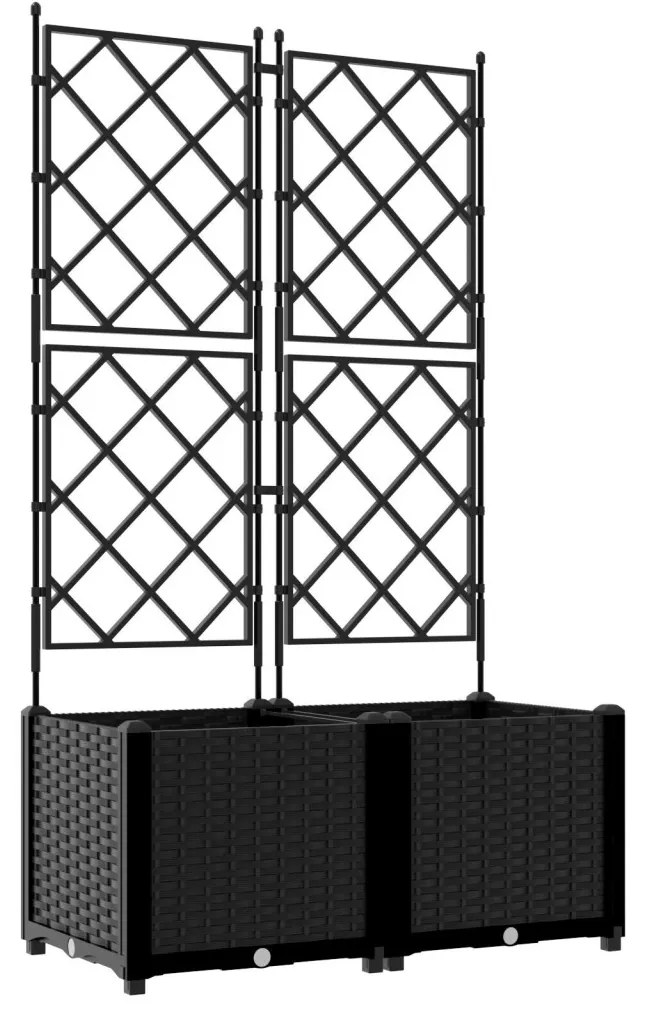 Kertész cserép rácsos változattal 2 pcs Fekete 80 x 40 x 143 cm
