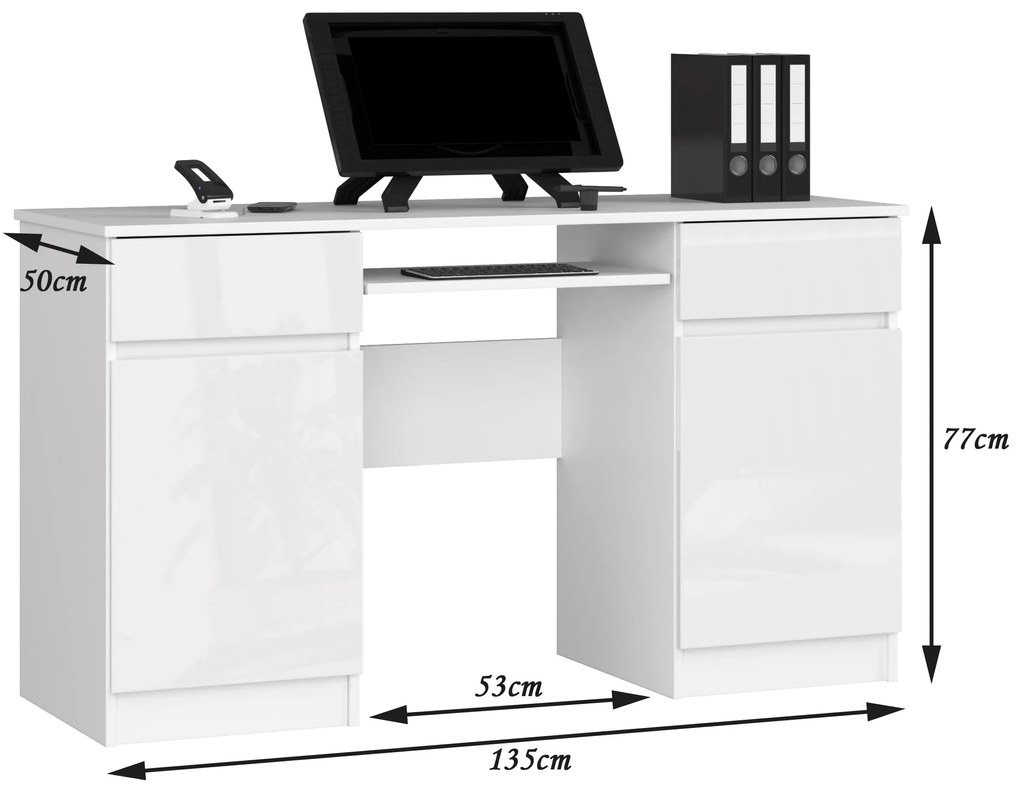 PC asztal Aranandose (fehér + fényes fehér). 1117069