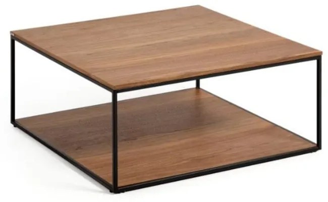 Barna dohányzóasztal diófa dekoros asztallappal 80x80 cm Yona - Kave Home