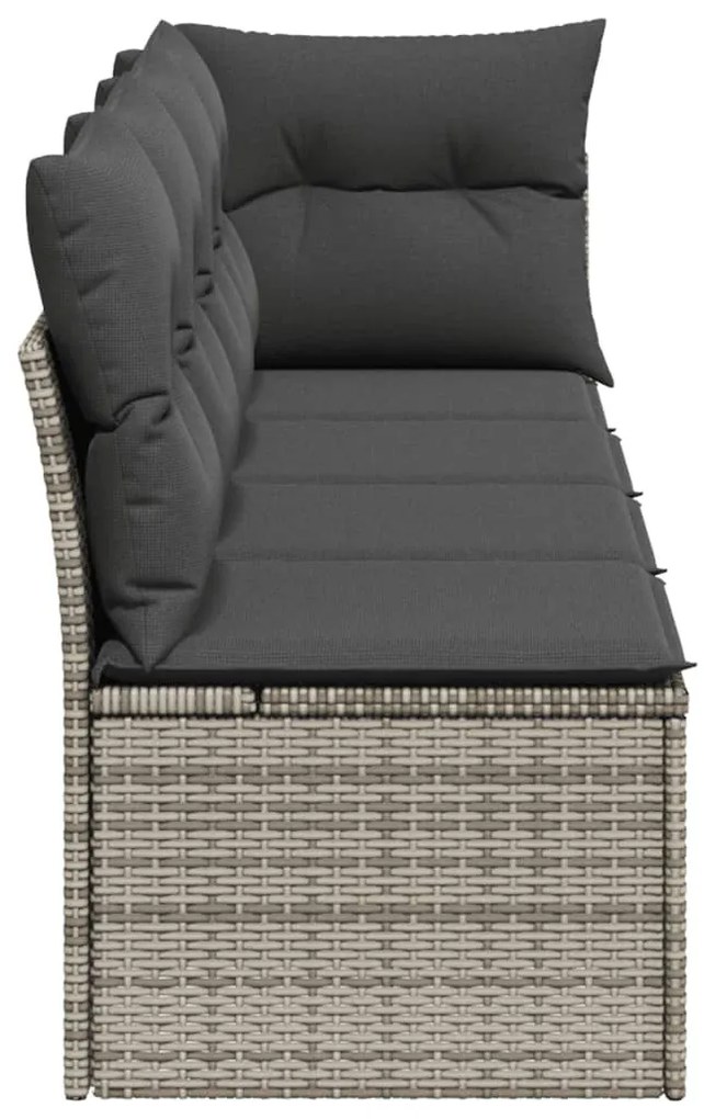 4 személyes szürke polyrattan kerti kanapé párnával