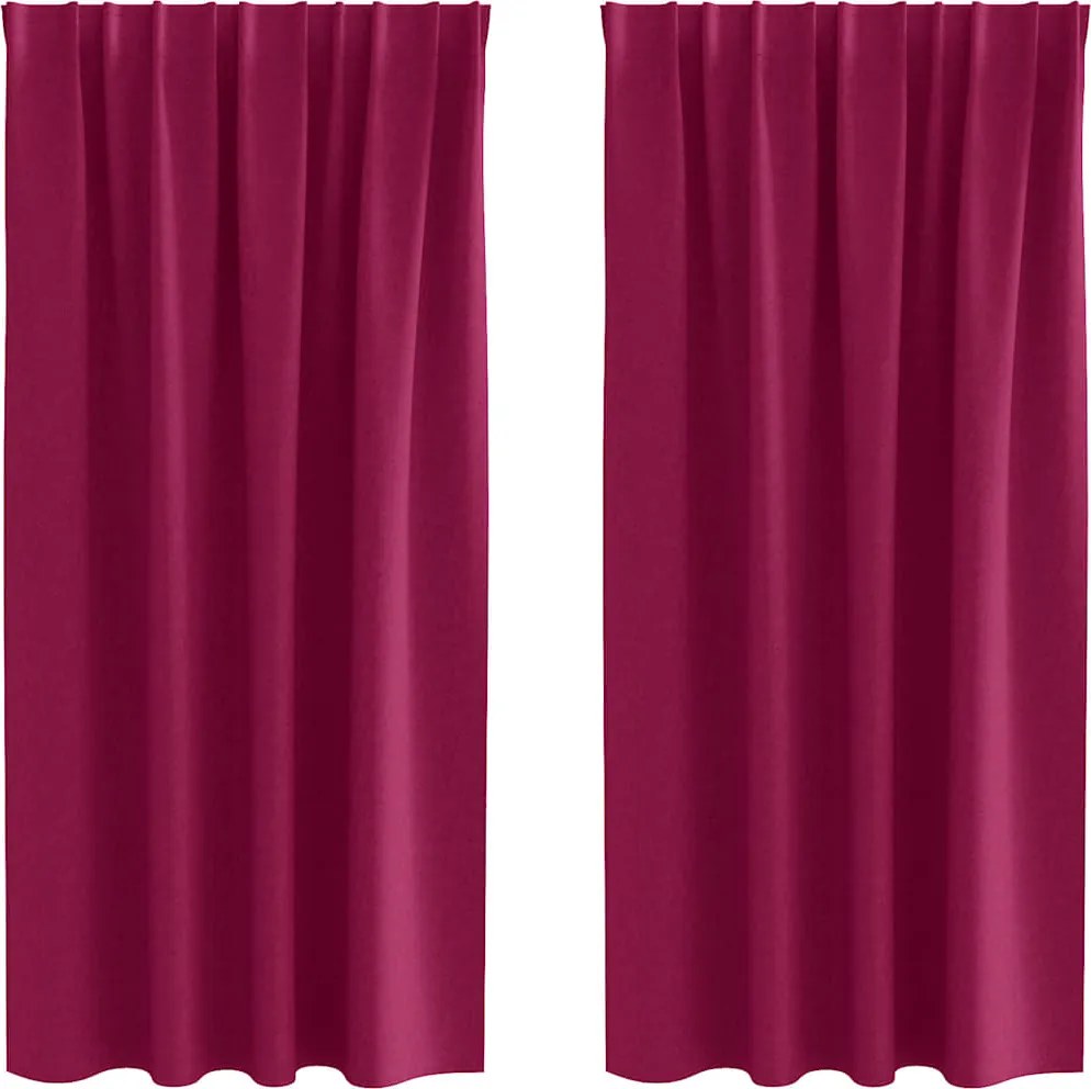 vidaXL Fekete Függöny Gyűrűkkel 2 pcs Bordó 175 x 140 cm Poliészter