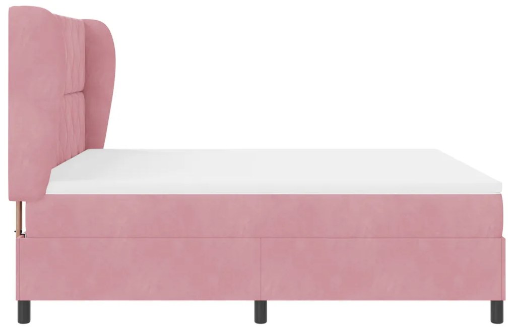 Boxspring Ágy Mattal Rózsaszín 180x200 cm Bársony